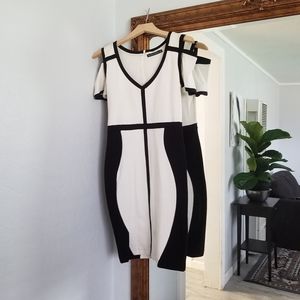 Veroka black & white bodycon dress